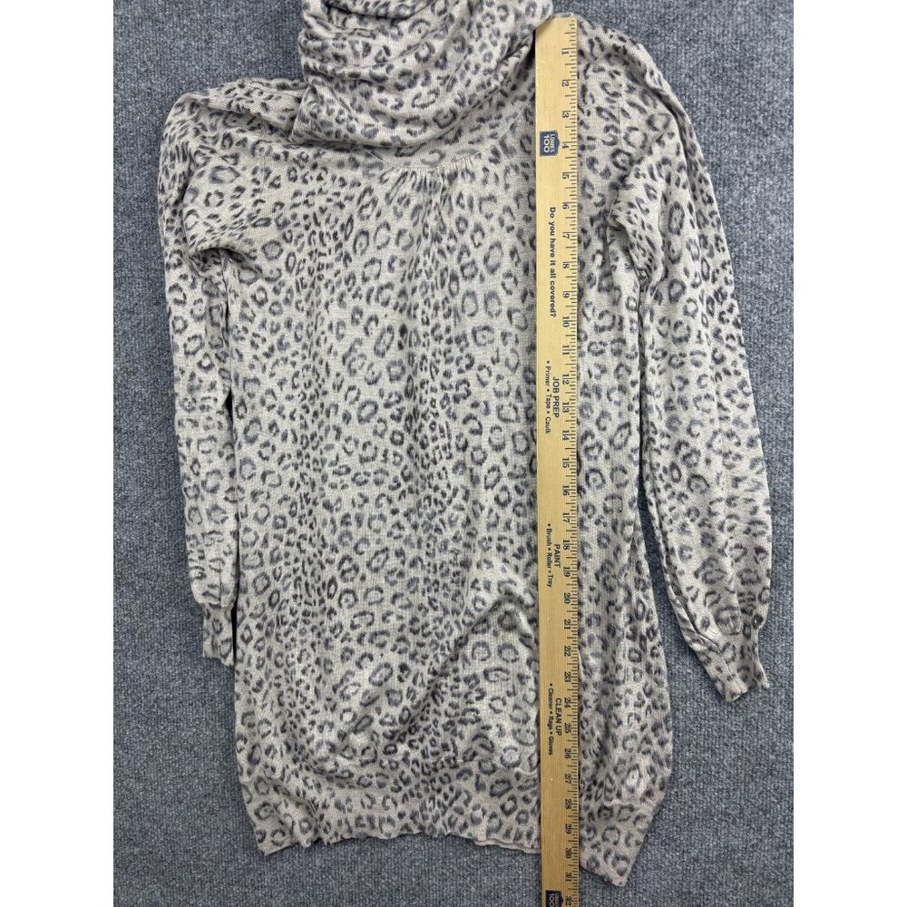 Rebecca Taylor Sweater Tunic Womens Medium Beige Leopard Turtleneck Knit Top - Picture 3 of 7